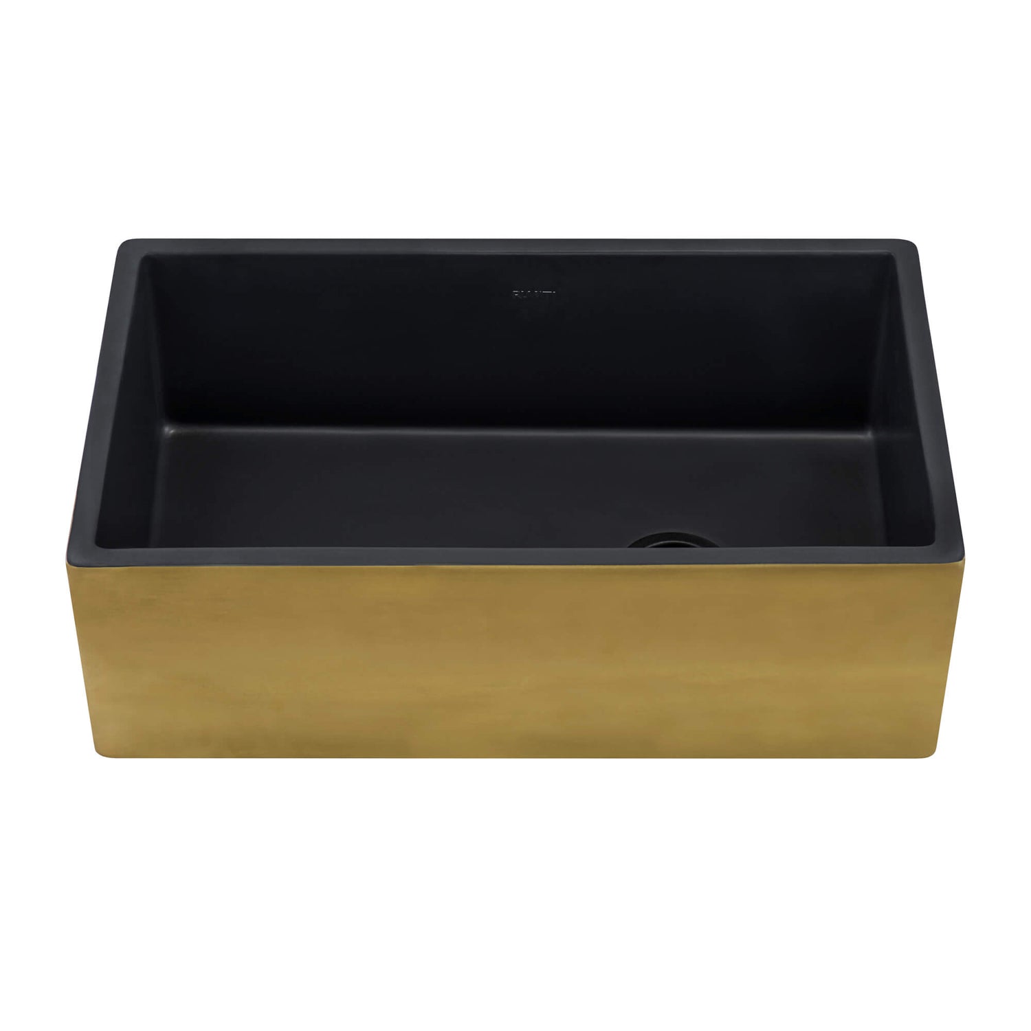 Ruvati 30-inch Matte Black and Brushed Gold Fireclay Modern Farmhouse Kitchen Sink Single Bowl - RVL4018GRG
