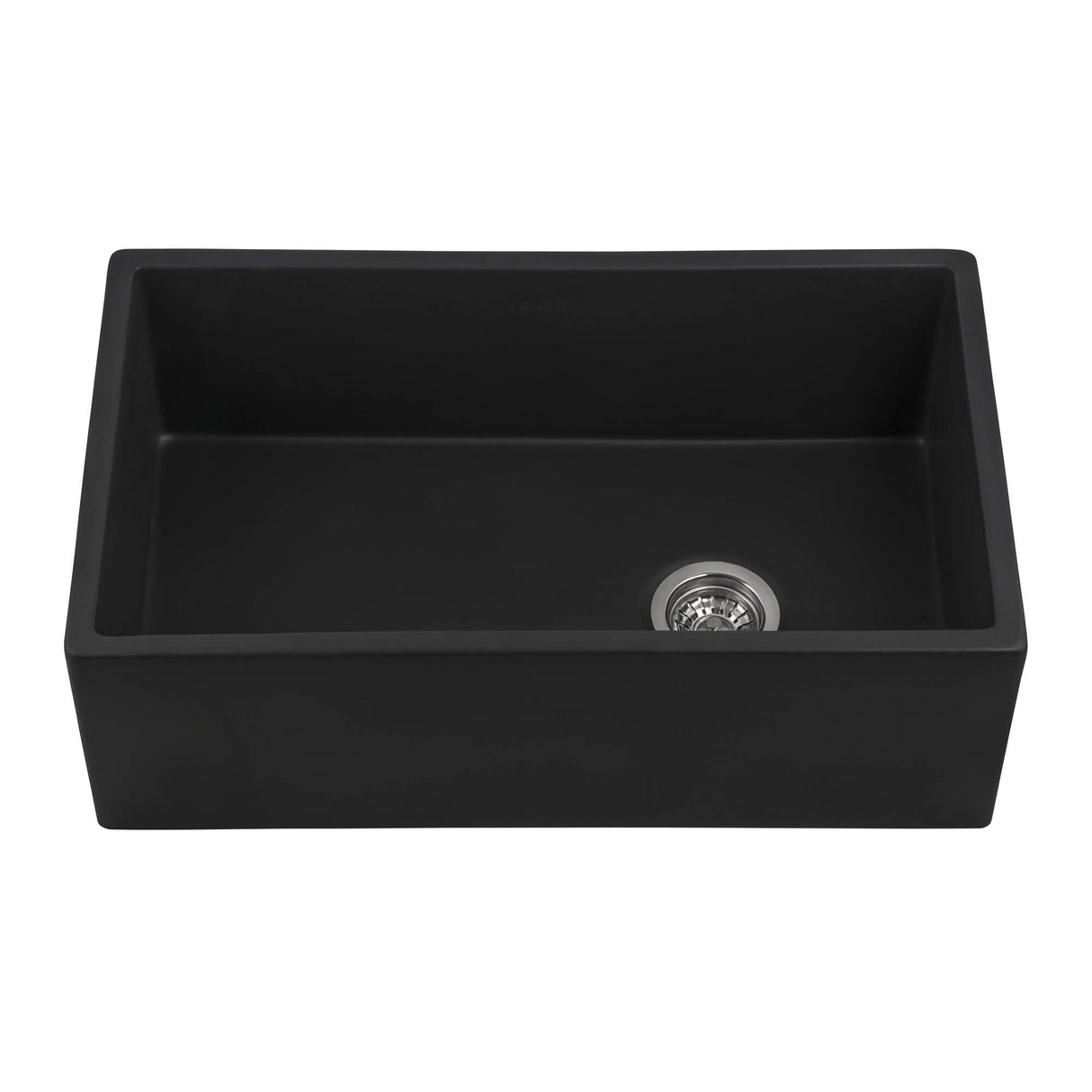 Ruvati 30-inch Matte Black Fireclay Modern Farmhouse Offset Drain Kitchen Sink Single Bowl - RVL4018MBK