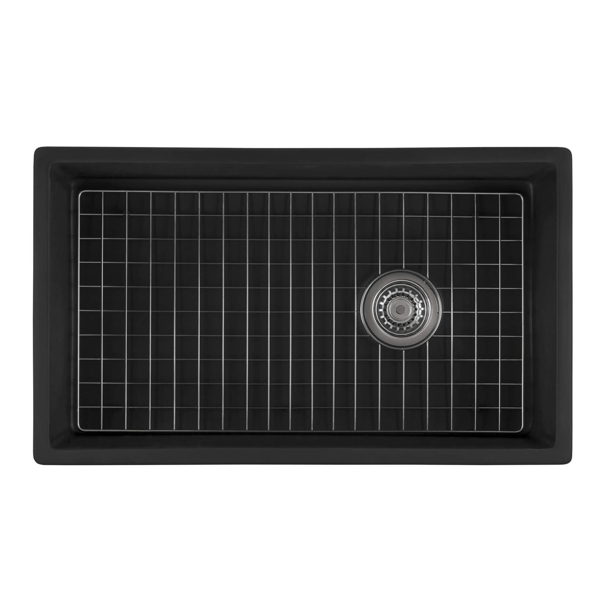 Ruvati 30-inch Matte Black Fireclay Modern Farmhouse Offset Drain Kitchen Sink Single Bowl - RVL4018MBK