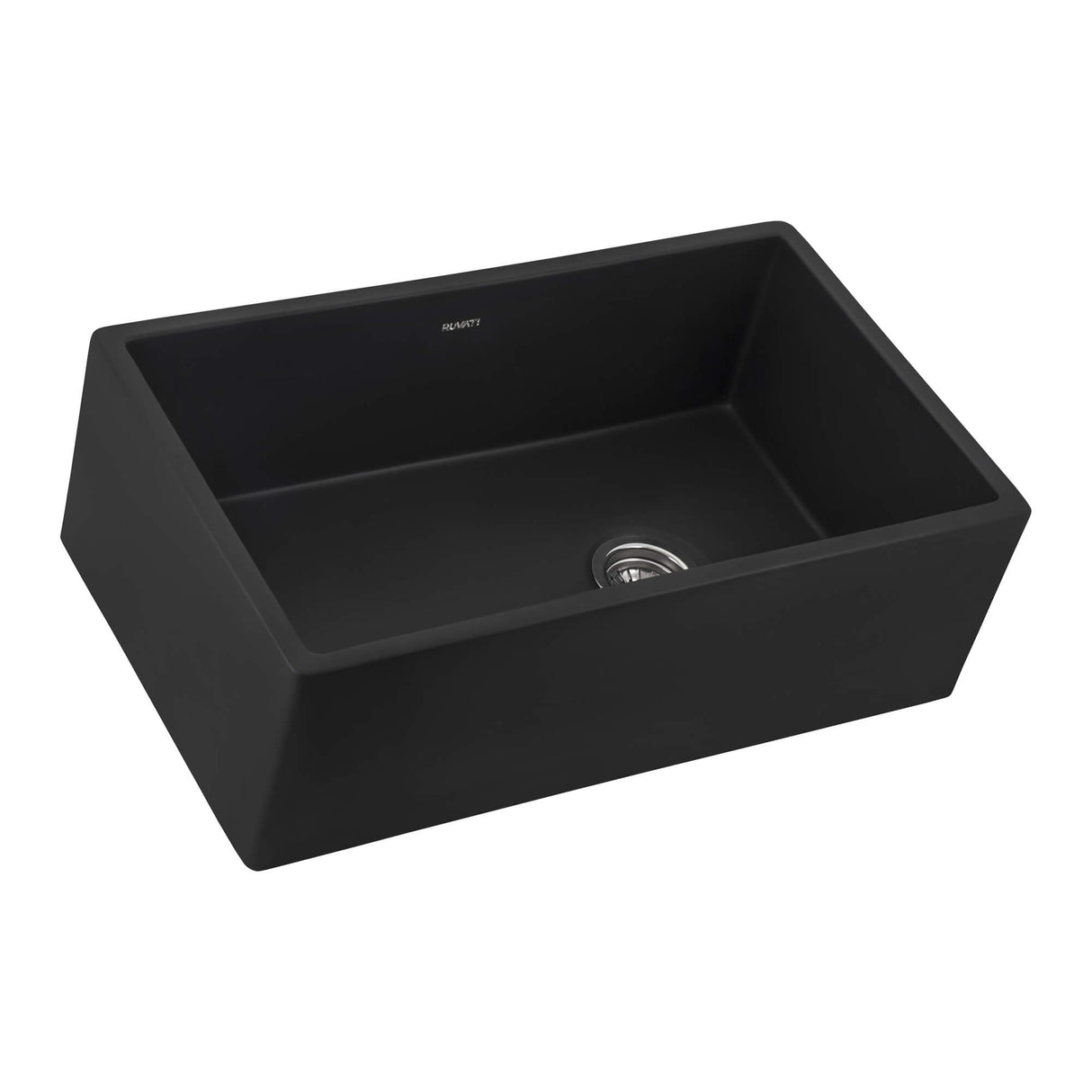 Ruvati 30-inch Matte Black Fireclay Modern Farmhouse Offset Drain Kitchen Sink Single Bowl - RVL4018MBK
