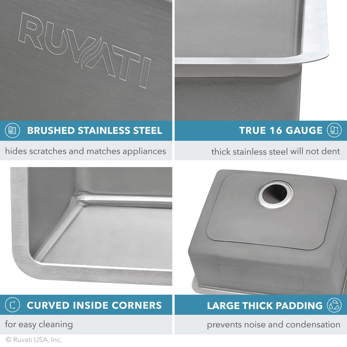 Ruvati 27-inch Undermount Kitchen Sink 16 Gauge Stainless Steel Single Bowl - RVM5927