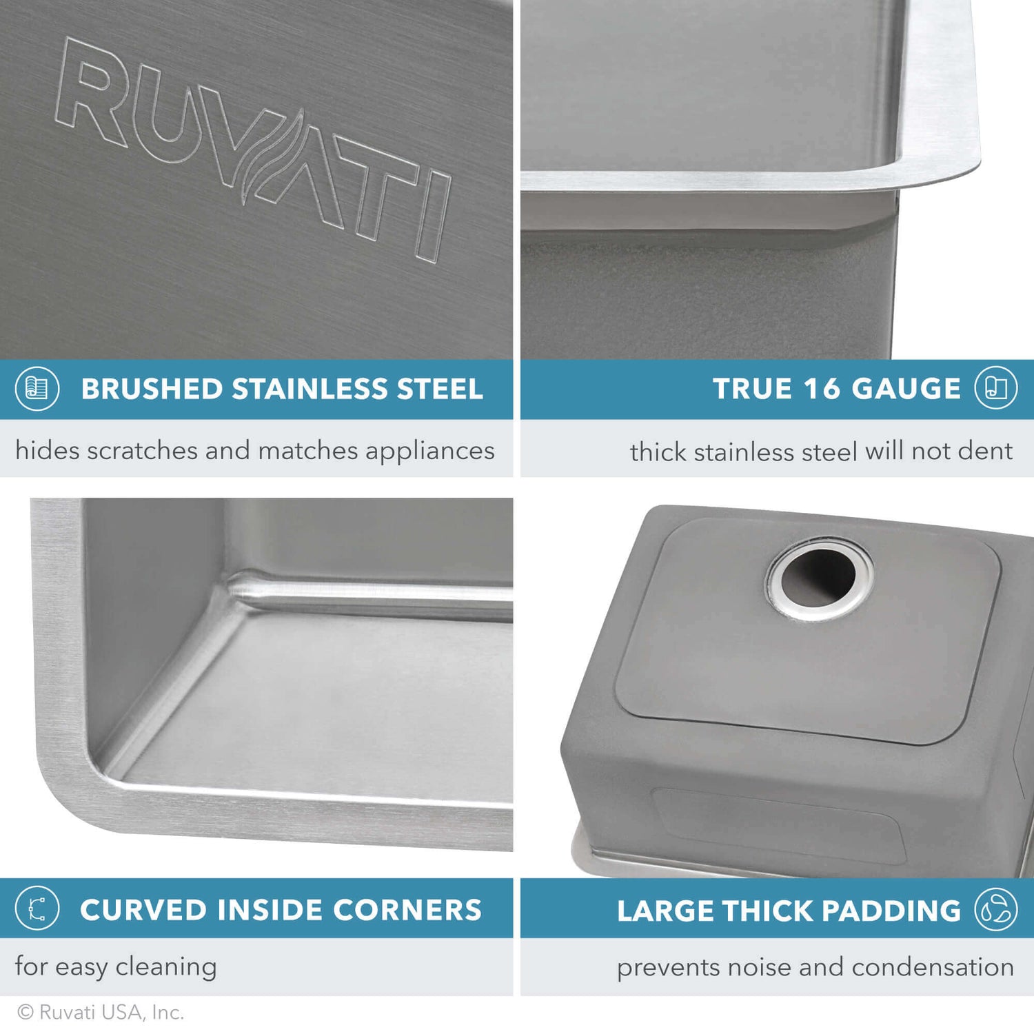 Ruvati 27-inch Undermount Kitchen Sink 16 Gauge Stainless Steel Single Bowl - RVM5927