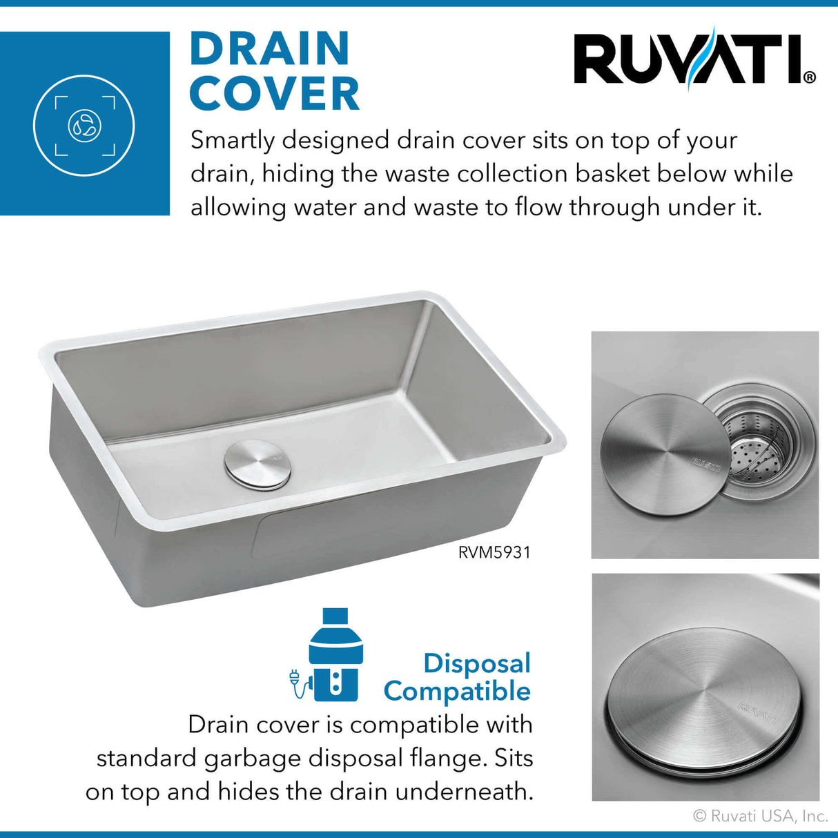 Ruvati 27-inch Undermount Kitchen Sink 16 Gauge Stainless Steel Single Bowl - RVM5927