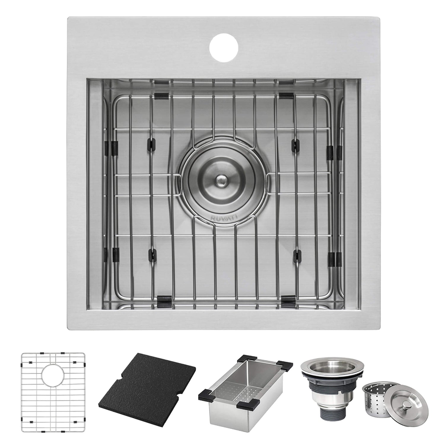 Ruvati 15 x 15 inch Marine Grade T-316 Workstation Topmount RV Boat Outdoor Sink Stainless Steel - RVQ5215