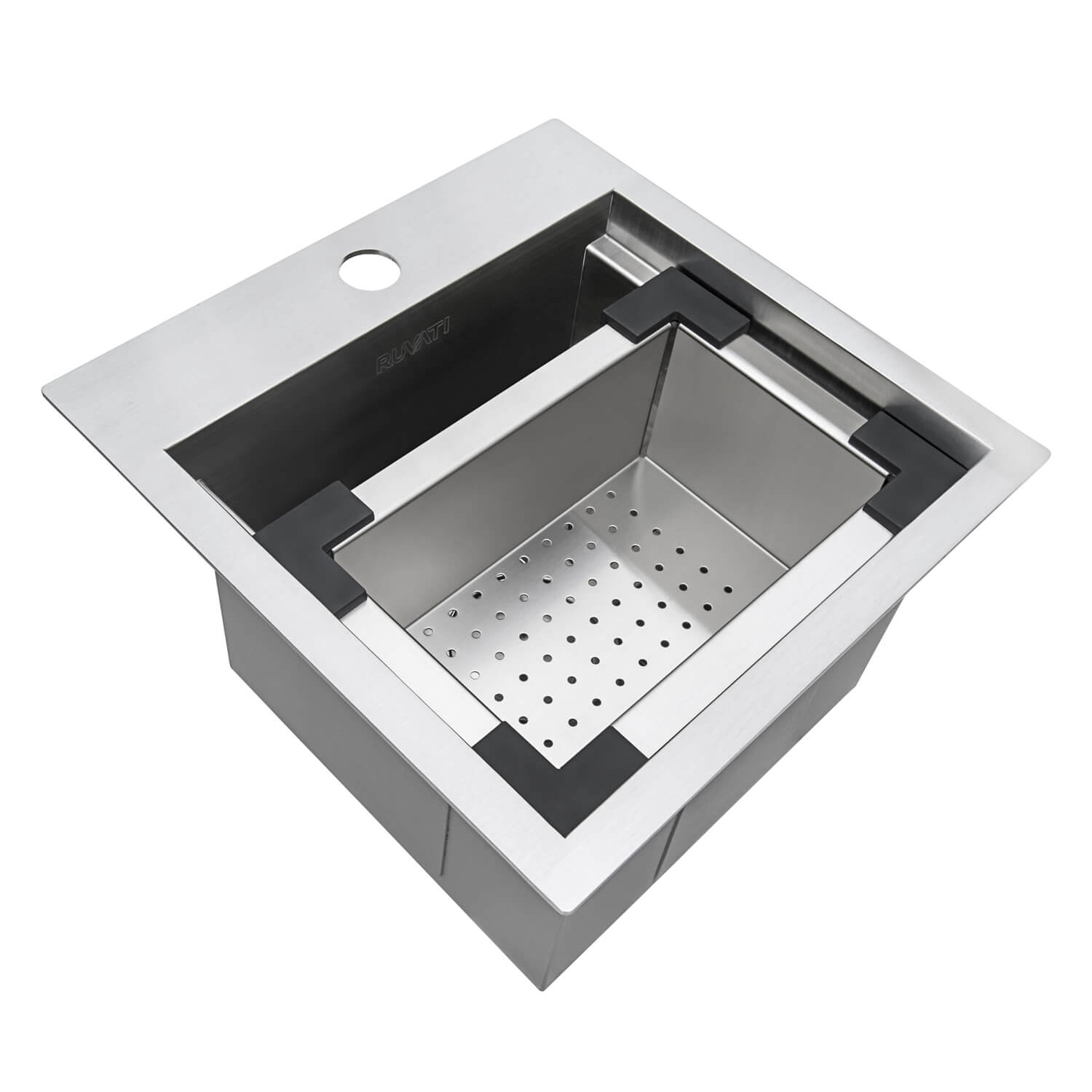 Ruvati 15 x 15 inch Marine Grade T-316 Workstation Topmount RV Boat Outdoor Sink Stainless Steel - RVQ5215