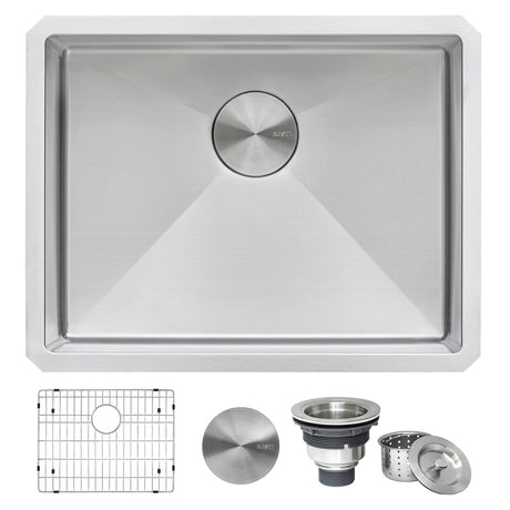 Ruvati 23" x 18" x 12" Deep Laundry Utility Sink Rounded Corners Undermount 16 Gauge Stainless Steel - RVU6125