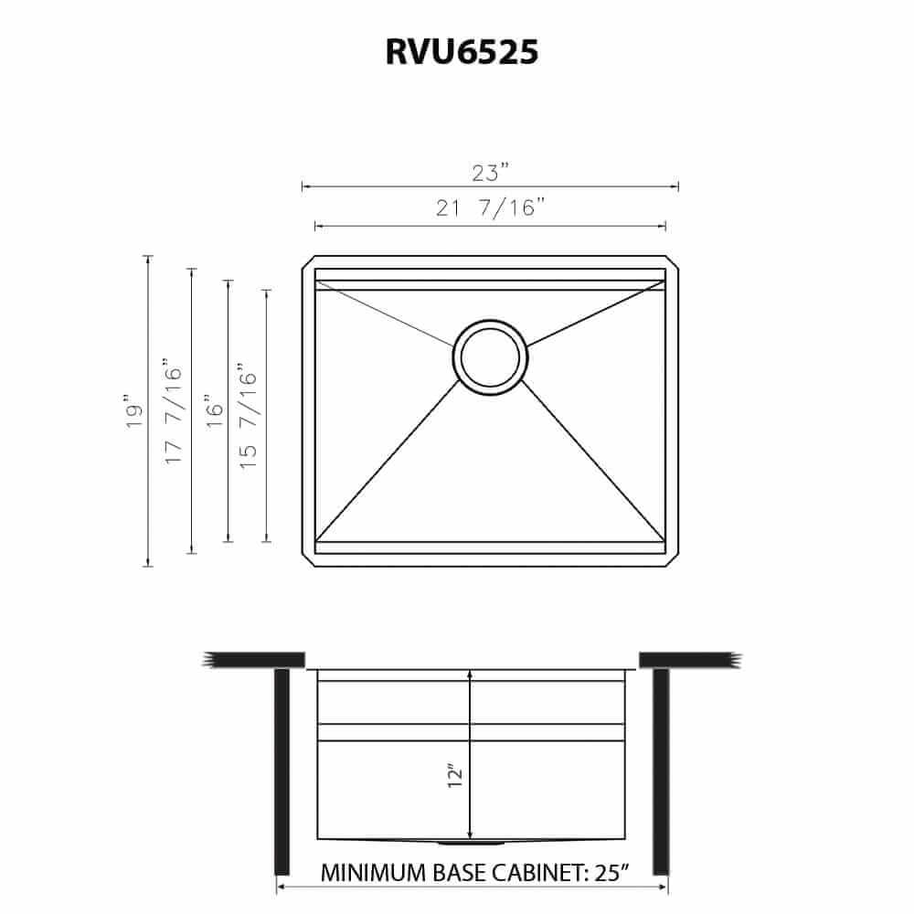 Ruvati 23 x 19 x 12 inch Deep Laundry Workstation Sink with Washboard Undermount Stainless Steel - RVU6525