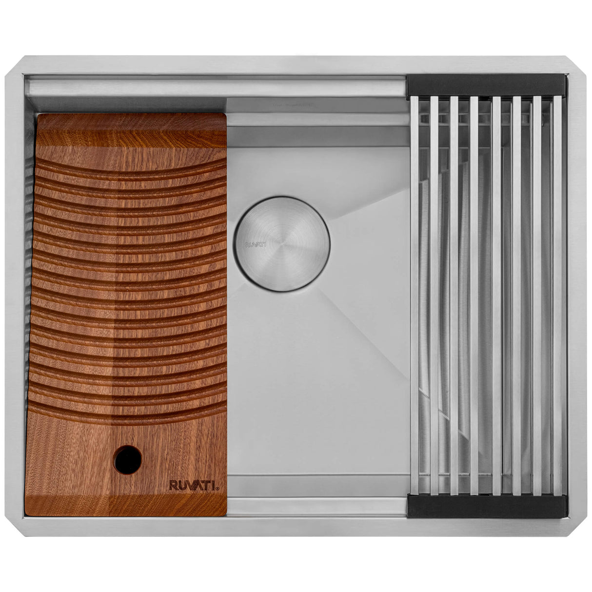 Ruvati 23 x 19 x 12 inch Deep Laundry Workstation Sink with Washboard Undermount Stainless Steel - RVU6525