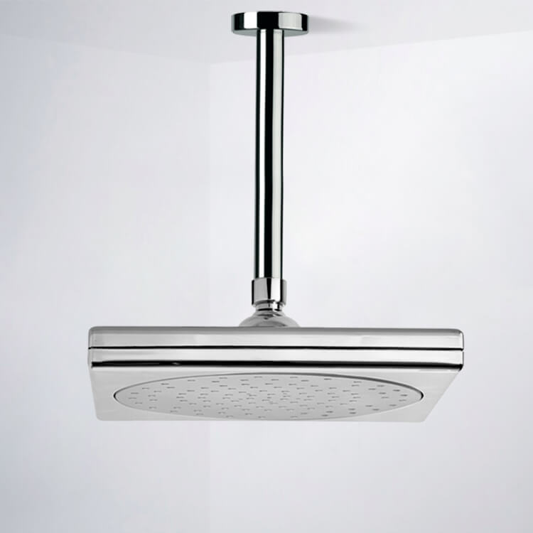 9" Ceiling Mount Rain Shower Head With Arm, Chrome