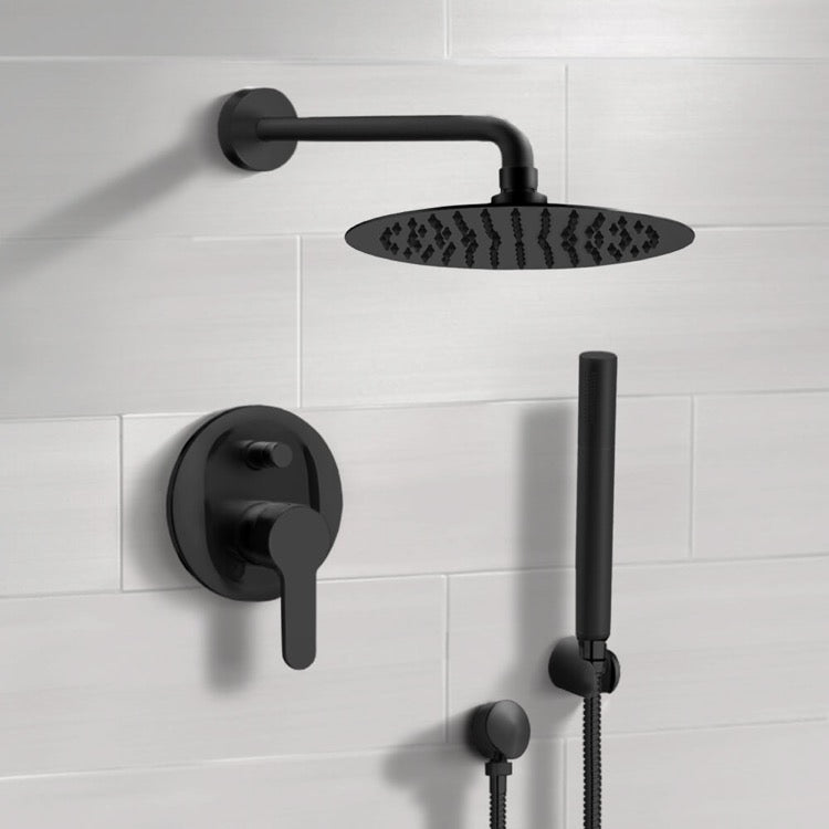 Matte Black Shower System With 10" Rain Shower Head and Hand Shower