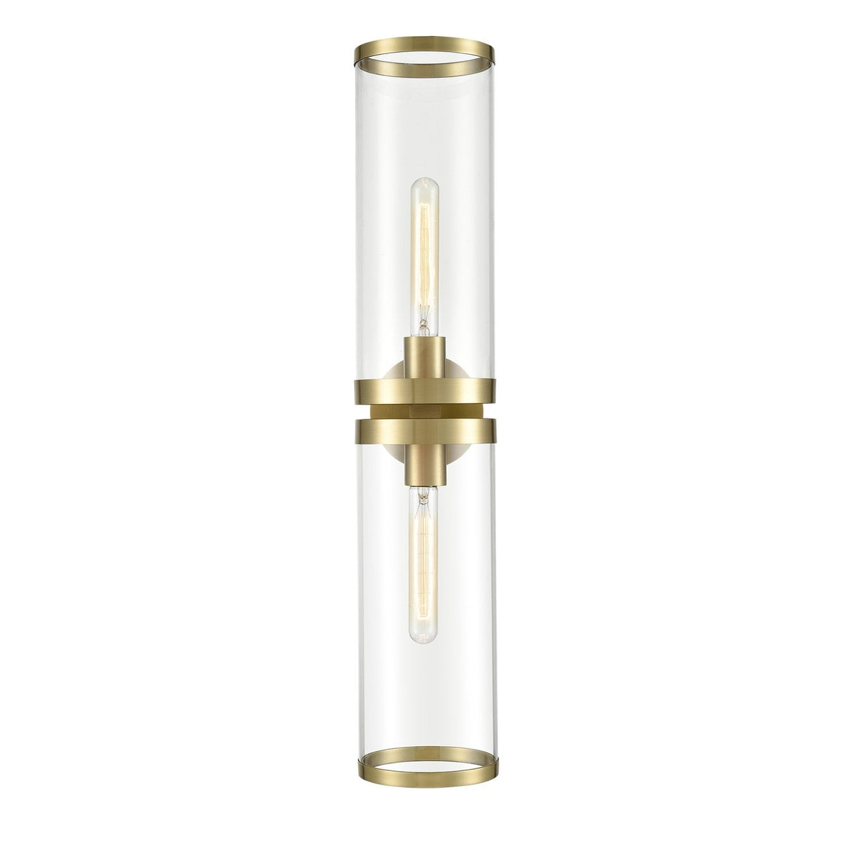 Alora WV311602NBCG REVOLVE II WALL VANITY 2 LIGHT NATURAL BRASS CLEAR GLASS