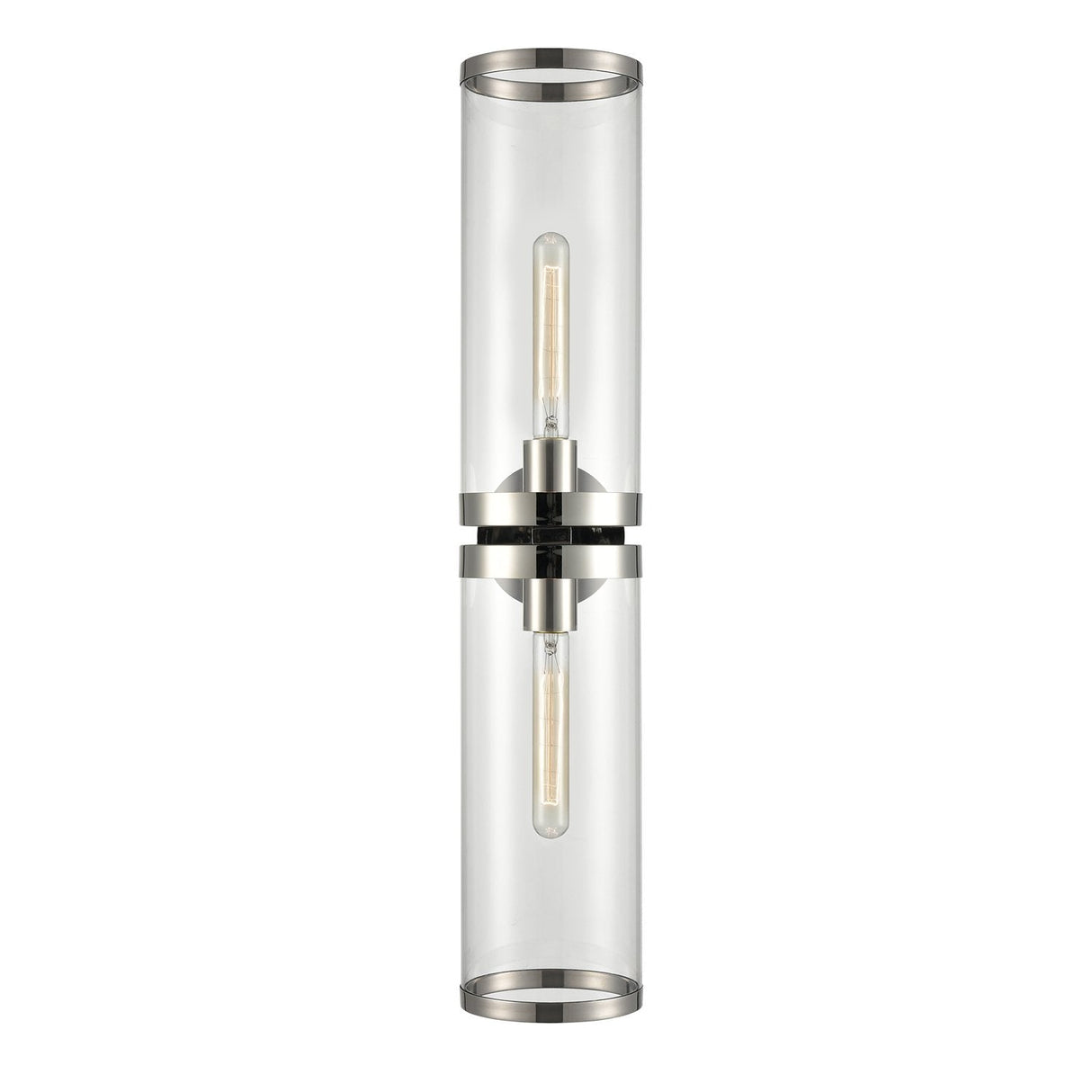 Alora WV311602PNCG REVOLVE II WALL VANITY 2 LIGHT POLISHED NICKEL CLEAR GLASS