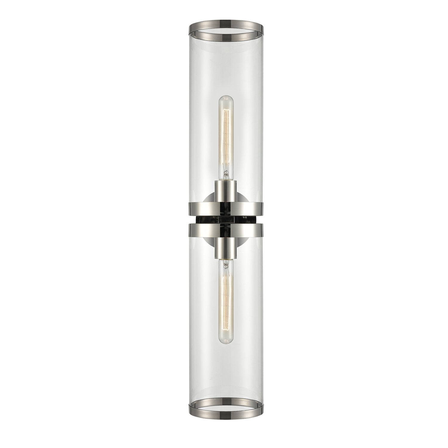 Alora WV311602PNCG REVOLVE II WALL VANITY 2 LIGHT POLISHED NICKEL CLEAR GLASS