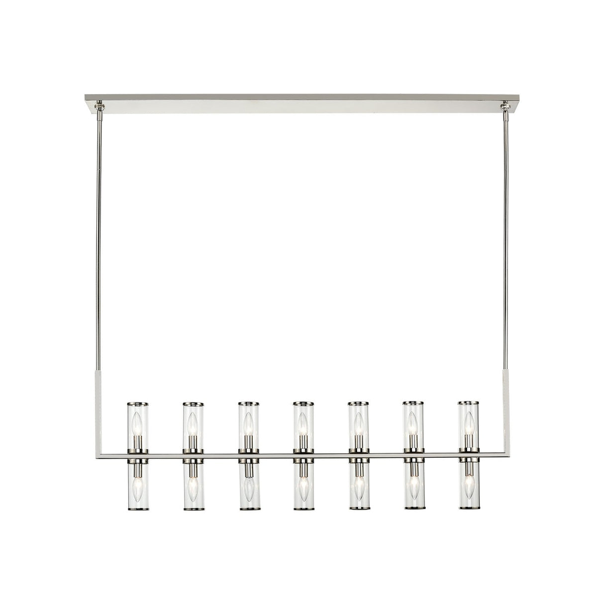 Alora LP309077PNCG REVOLVE LINEAR PENDANT 14 LIGHT POLISHED NICKEL CLEAR GLASS