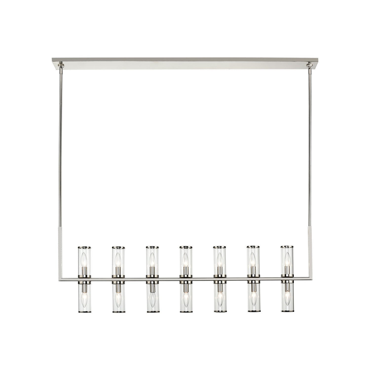 Alora LP309077PNCG REVOLVE LINEAR PENDANT 14 LIGHT POLISHED NICKEL CLEAR GLASS