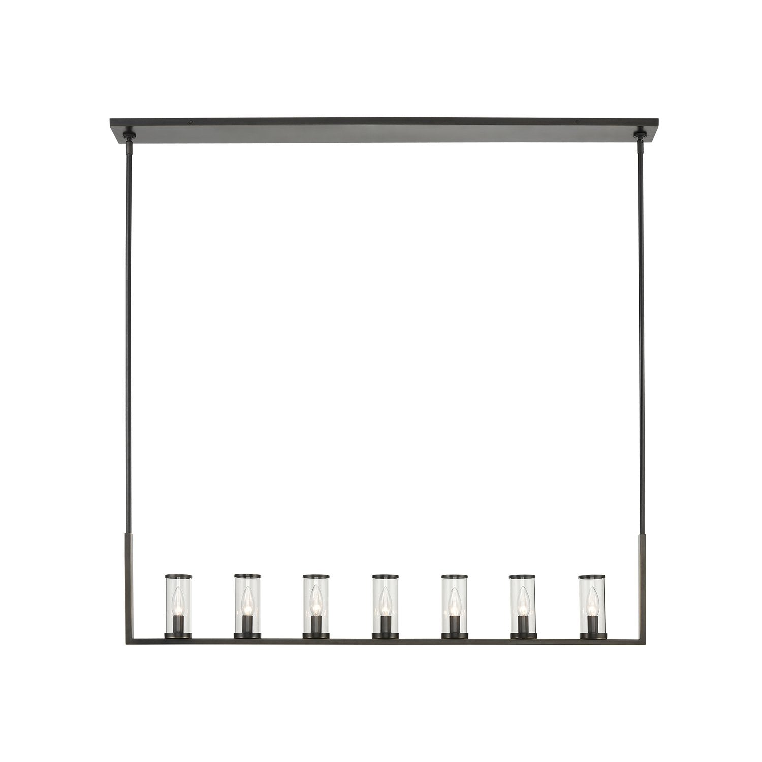 Alora LP309007UBCG REVOLVE LINEAR PENDANT 7 LIGHT URBAN BRONZE CLEAR GLASS