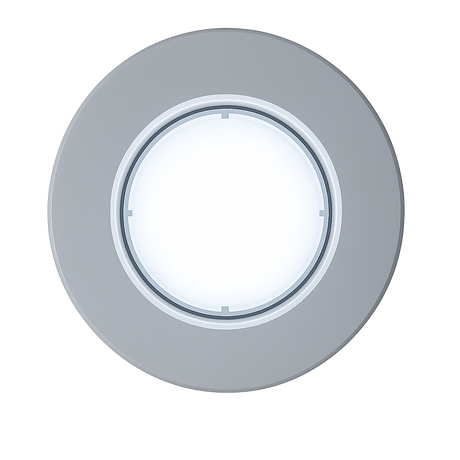 Round light fixture with a gray rim on a white background