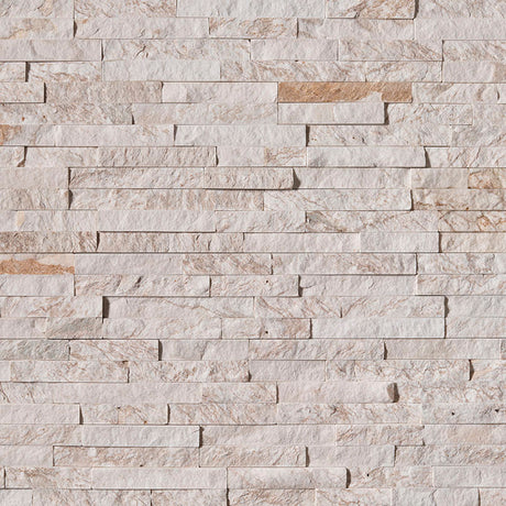 Royal white splitface ledger panel 6X24 natural quartzite wall tile LPNLQROYWHI624 product shot angle view