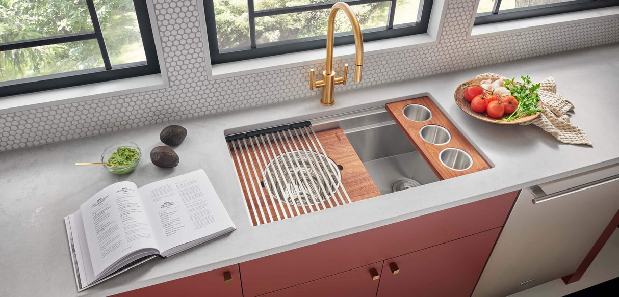 Ruvati 33-inch Workstation Two-Tiered Ledge Kitchen Sink Undermount 16 Gauge Stainless Steel - RVH8222