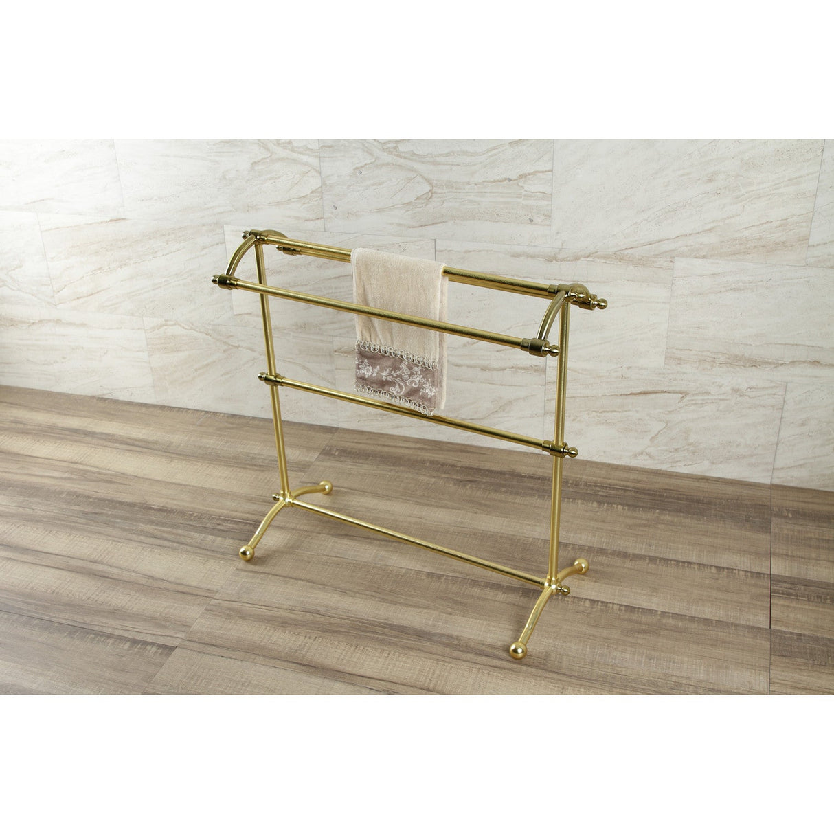 Edenscape SCC2297 Freestanding Towel Rack, Brushed Brass