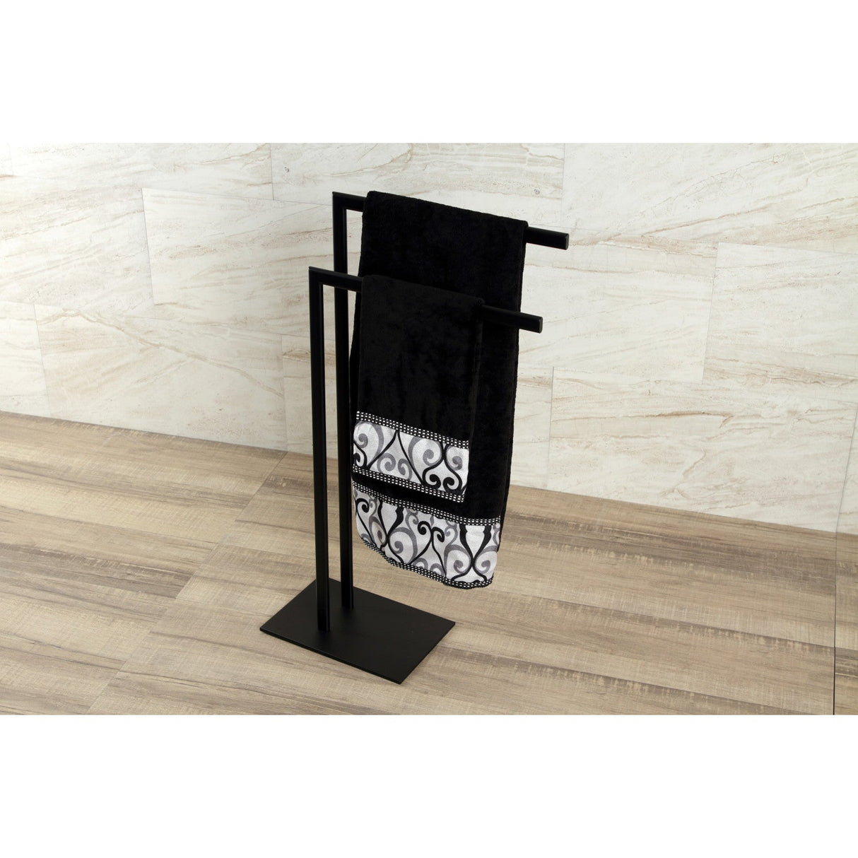 Edenscape SCC3090 Freestanding Dual Towel Rack, Matte Black