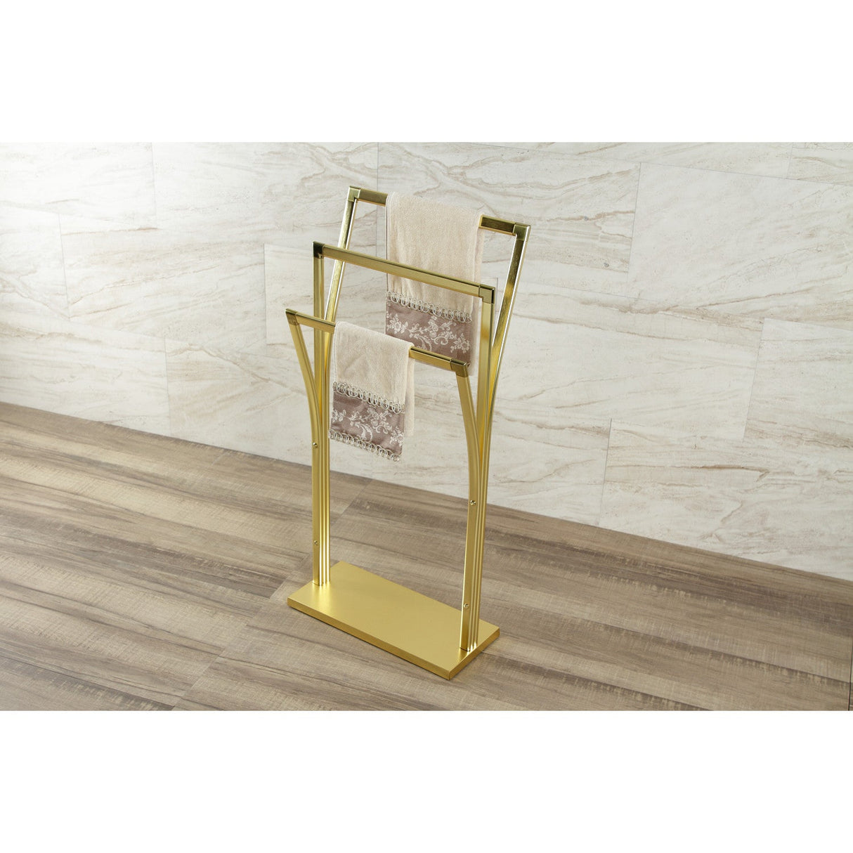 Edenscape SCC3307 Freestanding Y-Style Towel Rack, Brushed Brass