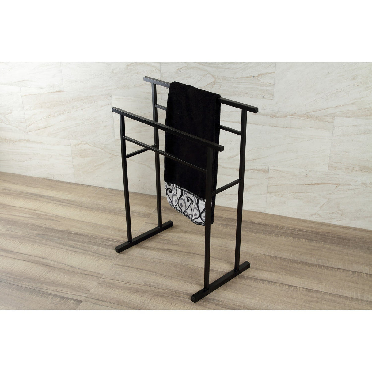Edenscape SCC8240 Freestanding 2-Tier Towel Rack, Matte Black