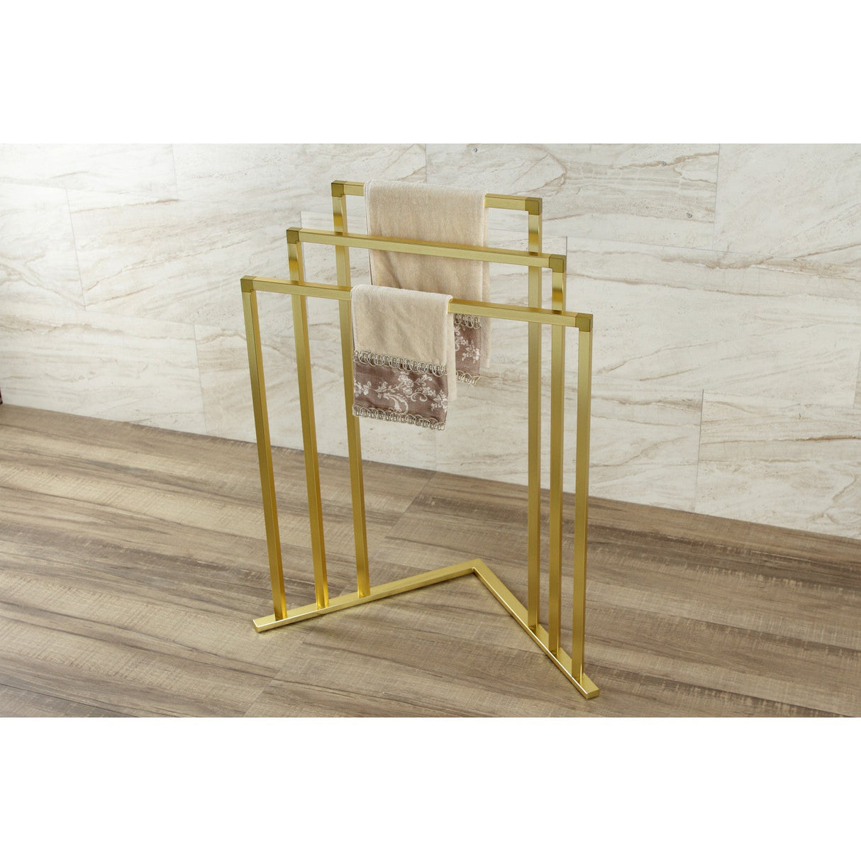 Edenscape SCC8277 Freestanding 3-Tier Towel Rack, Brushed Brass