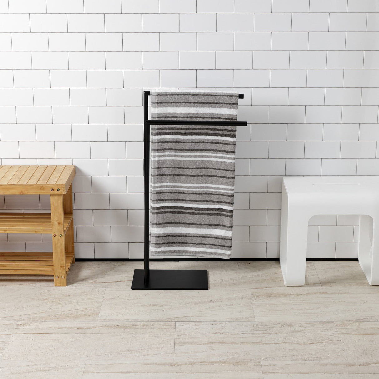 Edenscape SCC8320 Freestanding Dual Towel Rack, Matte Black