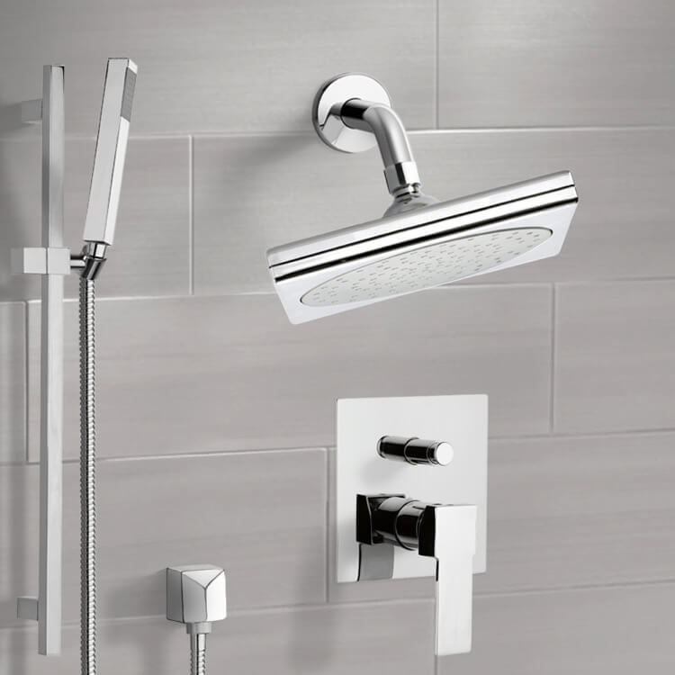 Chrome Shower System with 9" Rain Shower Head and Hand Shower
