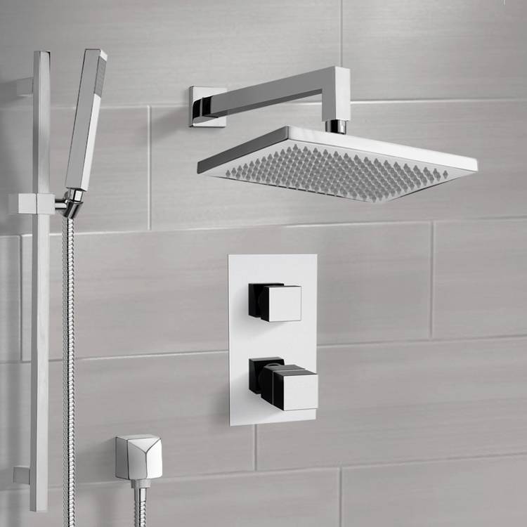 Thermostatic Shower System with 9.5" Rain Shower Head and Hand Shower