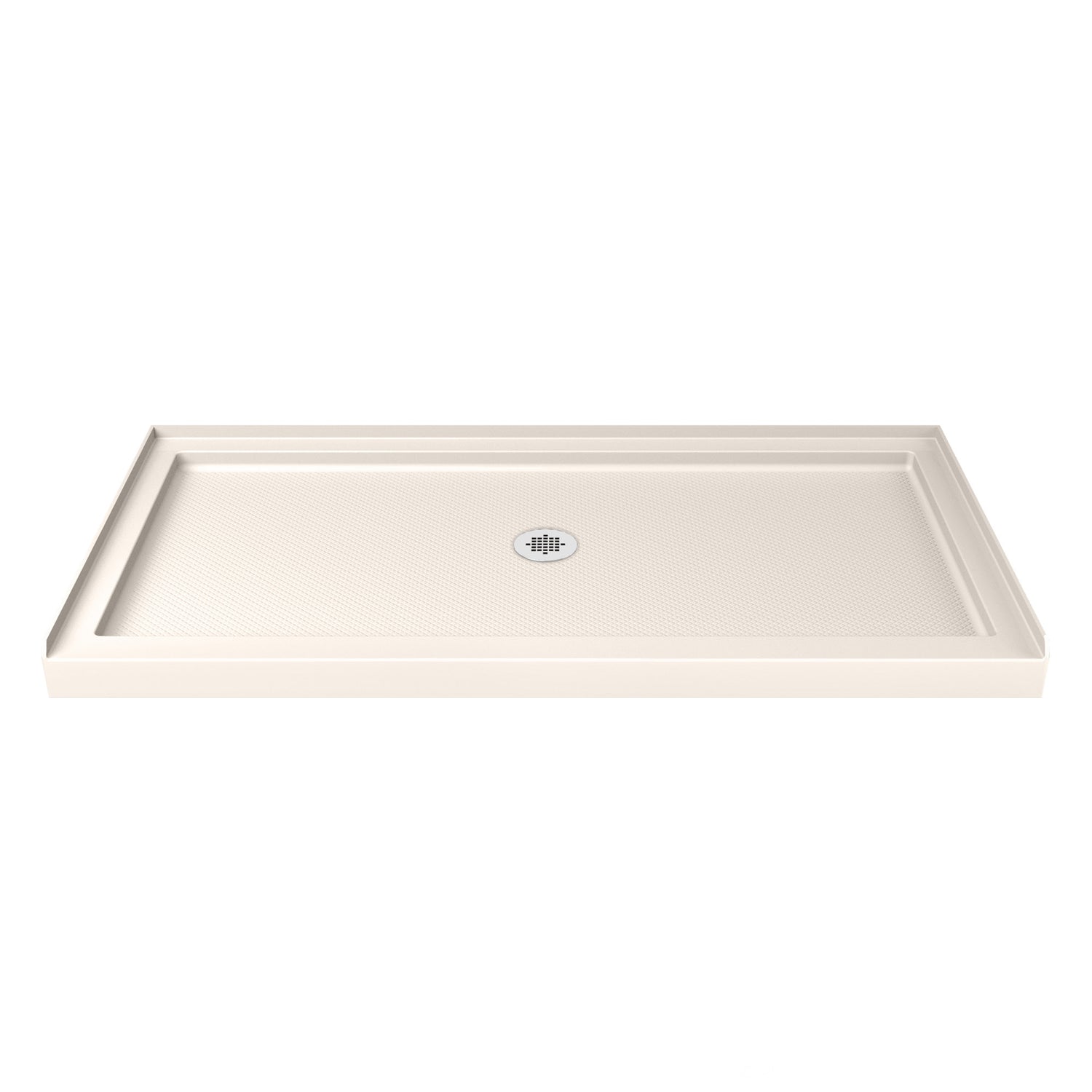 DreamLine Visions 34 in. D x 60 in. W x 74 3/4 in. H Sliding Shower Door in Chrome with Center Drain Biscuit Shower Base