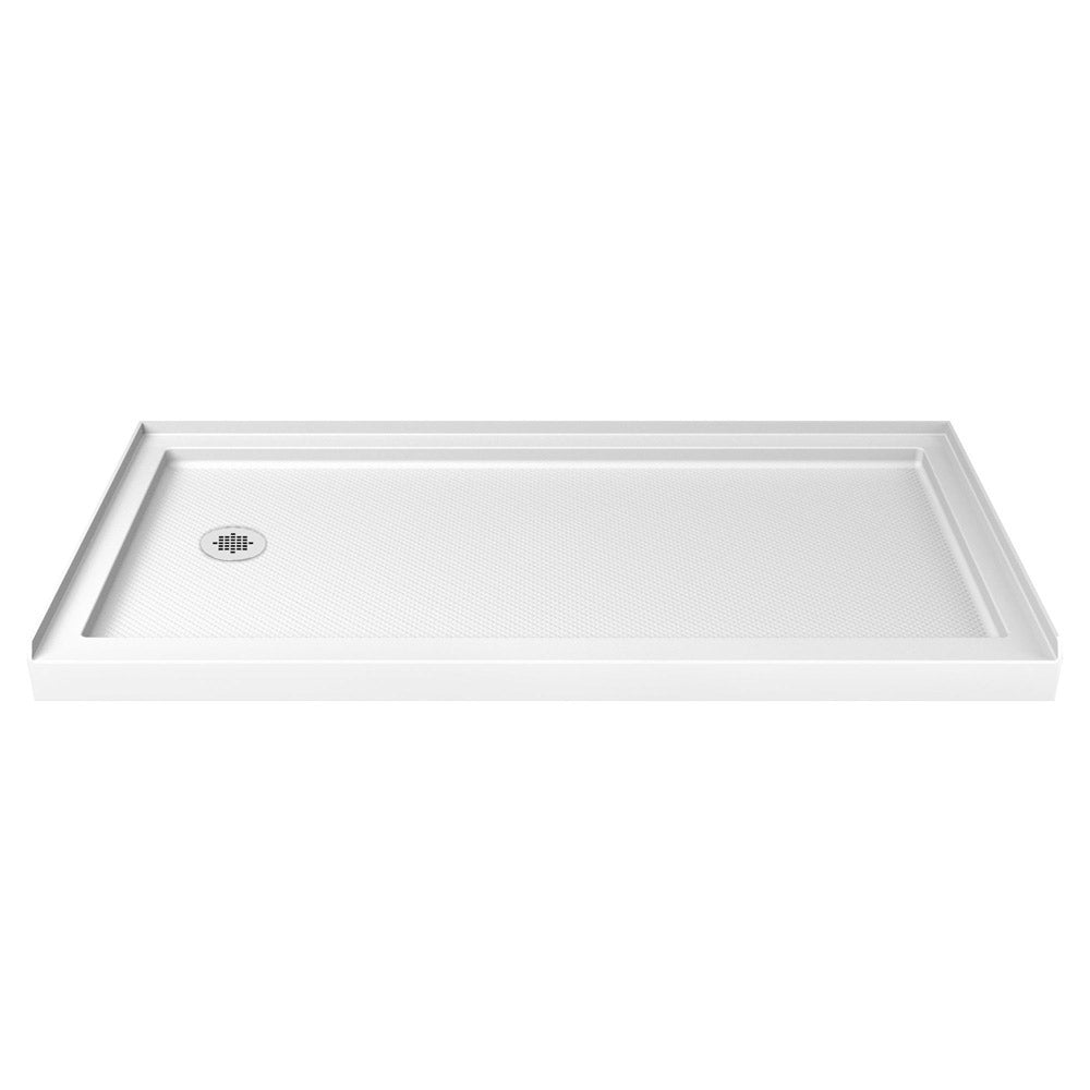 DreamLine 34 in. D x 60 in. W x 75 5/8 in. H Left Drain Acrylic Shower Base and QWALL-3 Wall Kit In White