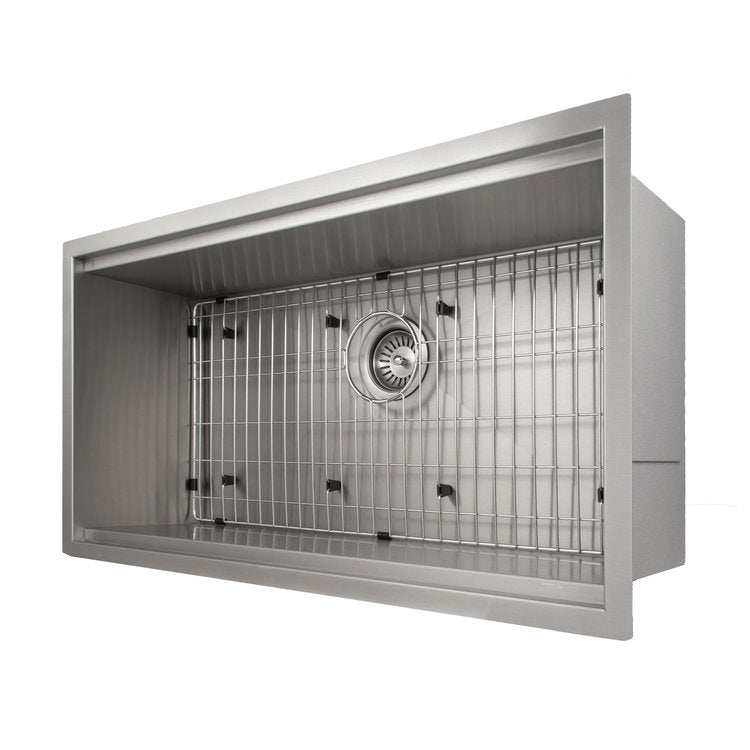 ZLINE Garmisch 33 in. Undermount Single Bowl Stainless Steel Kitchen Sink with Bottom Grid and Accessories (SLS-33)