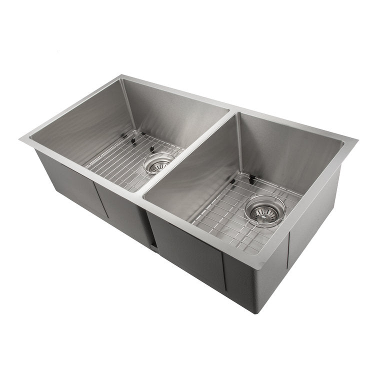 ZLINE 36 in. Chamonix Undermount Double Bowl Kitchen Sink with Bottom Grid (SR60D-36)-Kitchen Sinks-SR60D-36 ZLINE Kitchen and Bath
