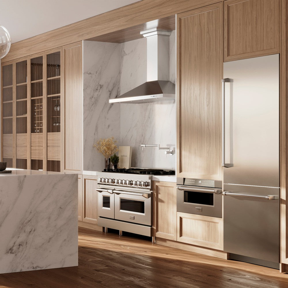 ZLINE 30 in. 16.1 cu. ft. Built-In Bottom Freezer Refrigerator with Water Dispenser and Ice Maker in Stainless Steel (RBIV-304-30)