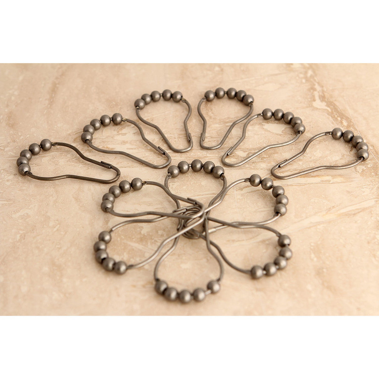 Edenscape SRCR128 Roller Ball Shower Curtain Rings (12 Pieces/Set), Brushed Nickel