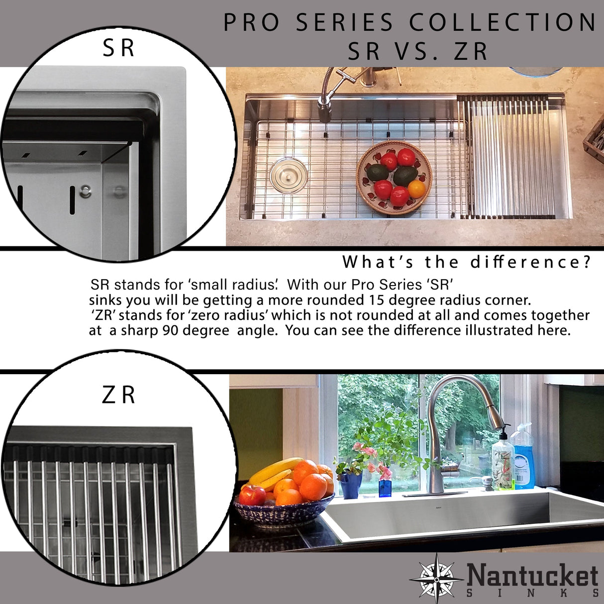 Nantucket Sinks' ZR3219-OS-16 - 32 Inch Pro Series 55/45 Offset Double bowl Undermount Zero Radius Stainless Steel Kitchen Sink