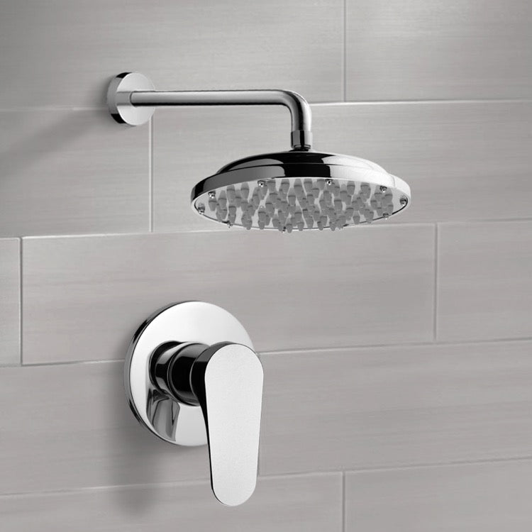 Chrome Shower Faucet Set with 9" Rain Shower Head