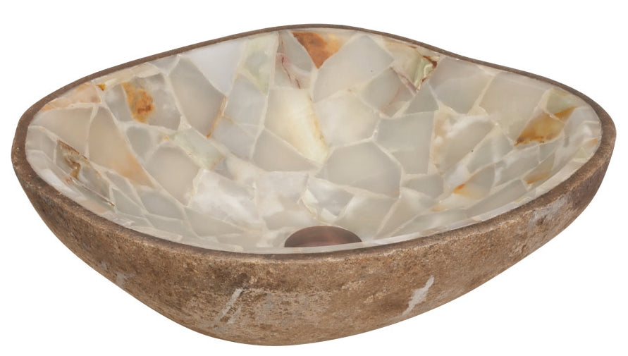 Lenova SV-40 Cobble Stone Green Onyx Above Counter Single Bowl Dimensions: Irregular - CobbleStone Green Onyx
