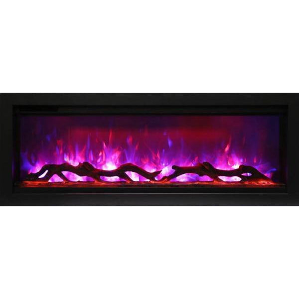 Amantii SYM-42 Symmetry Smart Electric  42" Indoor / Outdoor WiFi Enabled Built In Fireplace, Featuring a MultiFunction Remote Control , Multi Speed Flame Motor and a 10 piece Birch Log Set