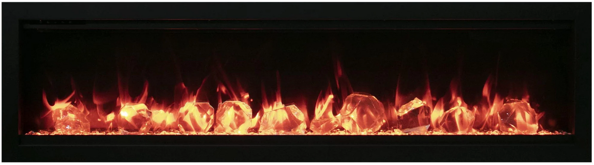Amantii SYM-60 Symmetry Smart Electric  60" Indoor / Outdoor WiFi Enabled Built In Fireplace, Featuring a MultiFunction Remote Control , Multi Speed Flame Motor and a 10 piece Birch Log Set