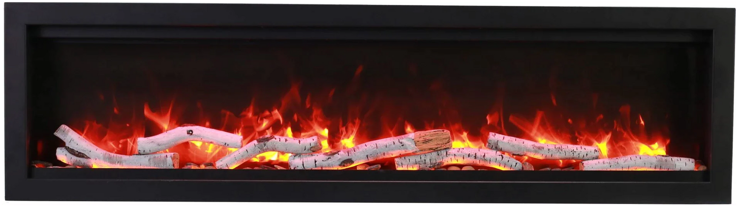Amantii SYM-50-BESPOKE Symmetry Bespoke - 50" Indoor / Outdoor Electric Built In Fireplace featuring, WiFi Compatibilty & Bluetooth Connectivity, MultiFunction Remote, and a Selection of Media Options