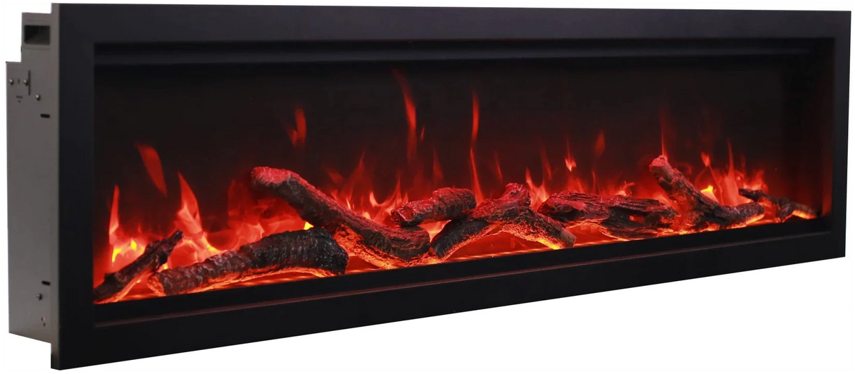 Amantii SYM-88 Symmetry Smart Electric  88" Indoor / Outdoor WiFi Enabled Built In Fireplace, Featuring a MultiFunction Remote Control , Multi Speed Flame Motor and a 10 piece Birch Log Set