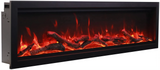 Amantii SYM-88 Symmetry Smart Electric  88" Indoor / Outdoor WiFi Enabled Built In Fireplace, Featuring a MultiFunction Remote Control , Multi Speed Flame Motor and a 10 piece Birch Log Set