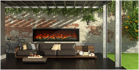 Amantii SYM-100-XT Symmetry Xtra Tall Smart Electric  34" Indoor / Outdoor WiFi Enabled Fireplace, Featuring a MultiFunction Remote Control , Multi Speed Flame Motor, and a Selection of Media Options