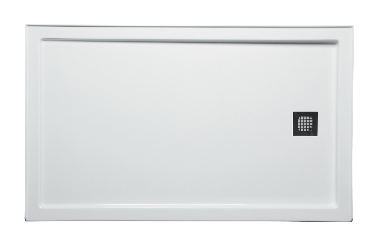 Americh S6036ER-BI 60" x 36" End Drain Right DS Base w/Square Drain - Biscuit