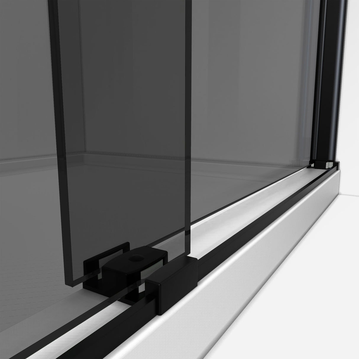 DreamLine Sapphire 56-60 in. W x 76 in. H Semi-Frameless Bypass Shower Door in Satin Black and Gray Glass
