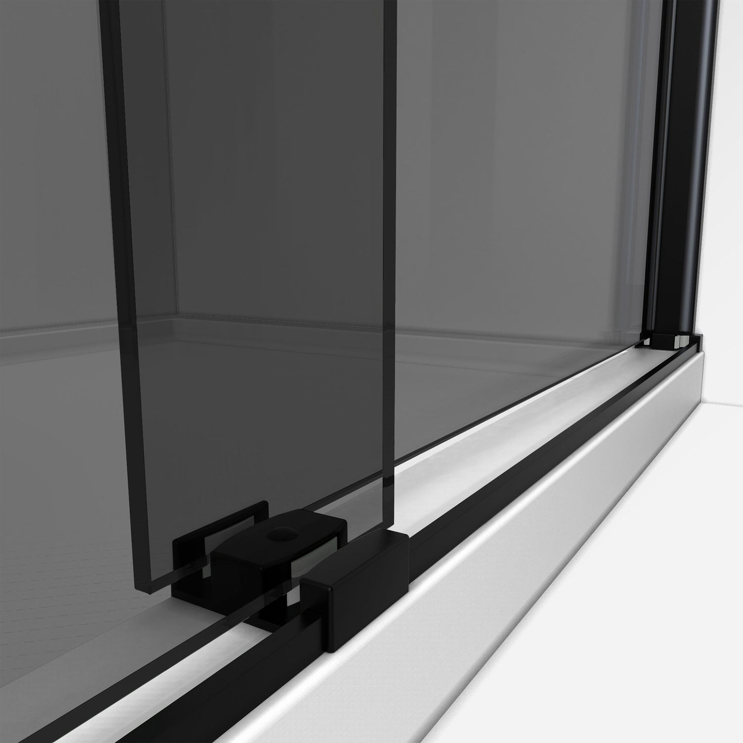 DreamLine Sapphire 56-60 in. W x 76 in. H Semi-Frameless Bypass Shower Door in Satin Black and Gray Glass