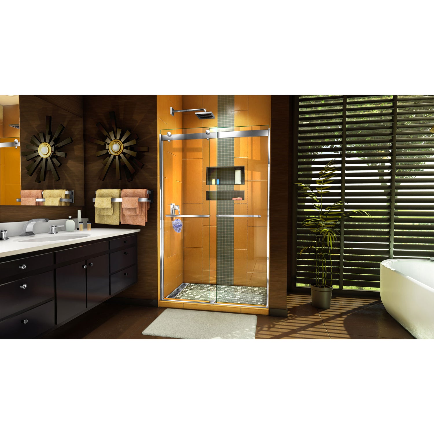 DreamLine Sapphire 44-48 in. W x 76 in. H Semi-Frameless Bypass Shower Door in Chrome